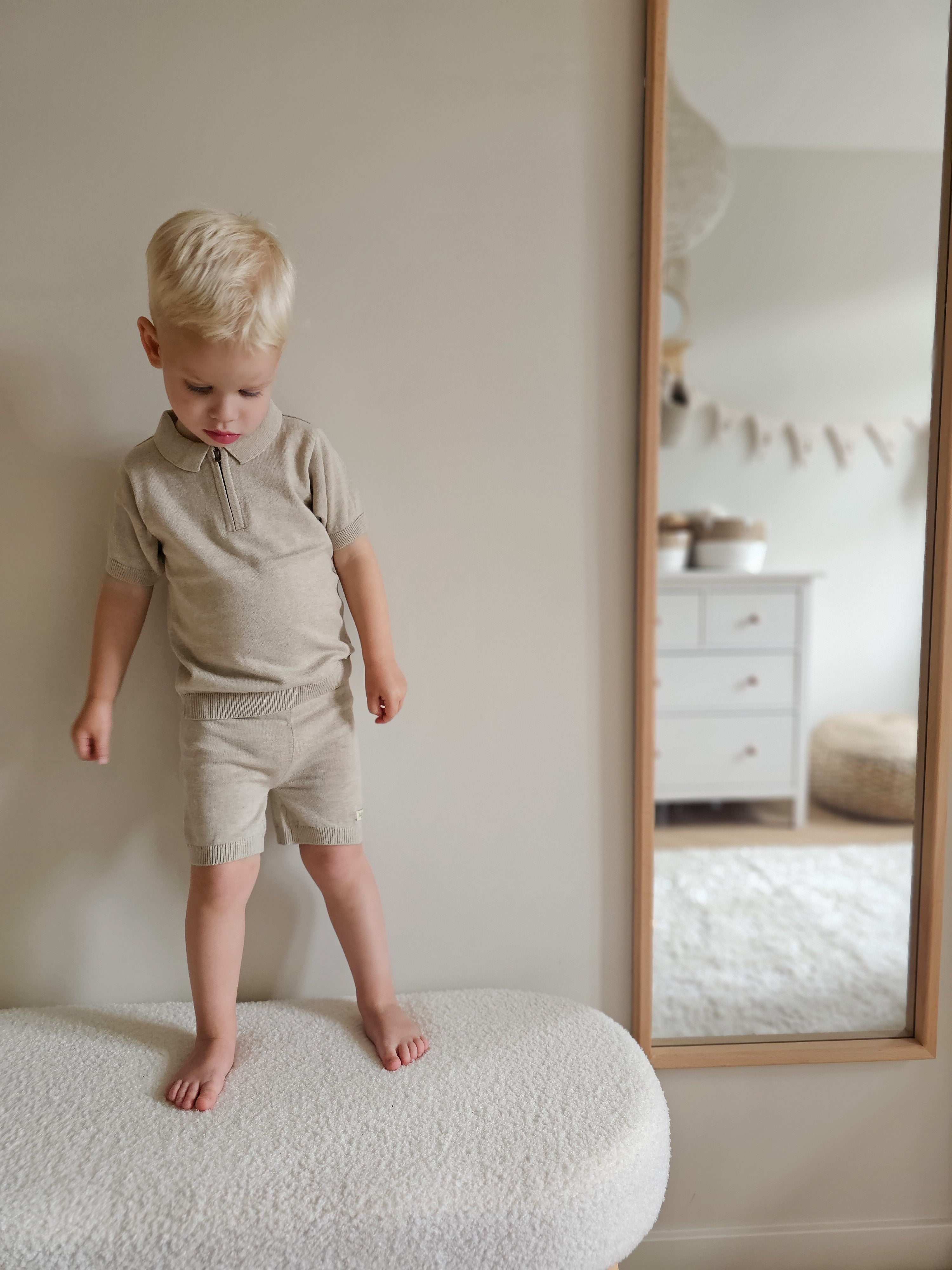 Knitted Polo | Beige | let op! Valt klein