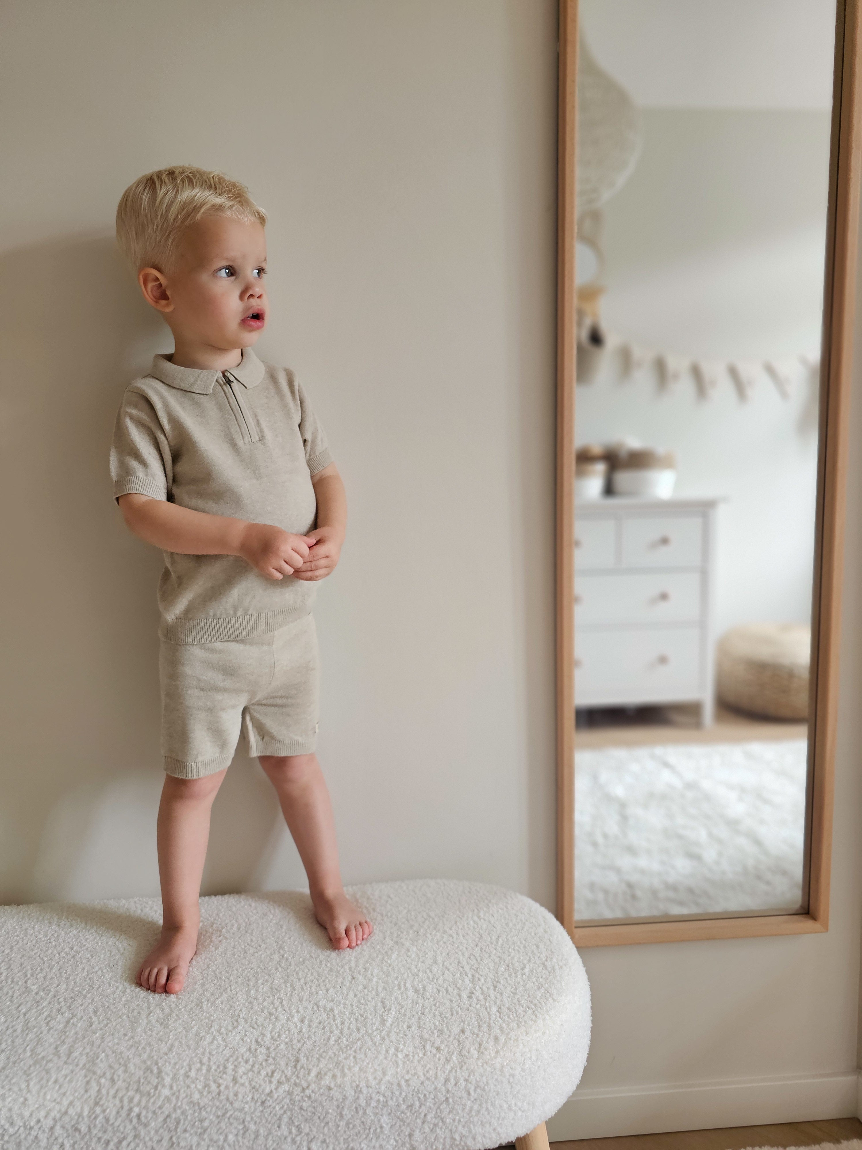 Knitted Polo | Beige | let op! Valt klein